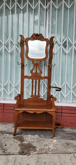 Antique oak Hall tree