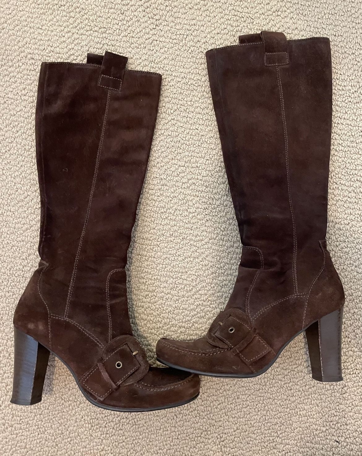 Brown Suede Tall Boots 35 US 5 Chocolate