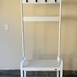 VIVOHOME 3-in-1 Entryway Hall Tree, Heavy Duty MDF Stand Coat Rack with Storage Bench and 8 Hooks, White