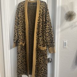 Torrid Leopard Animal Print Duster Cardigan Sweater Size 2