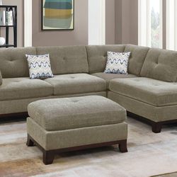3-Piece Camel Sectional w/ Ottoman