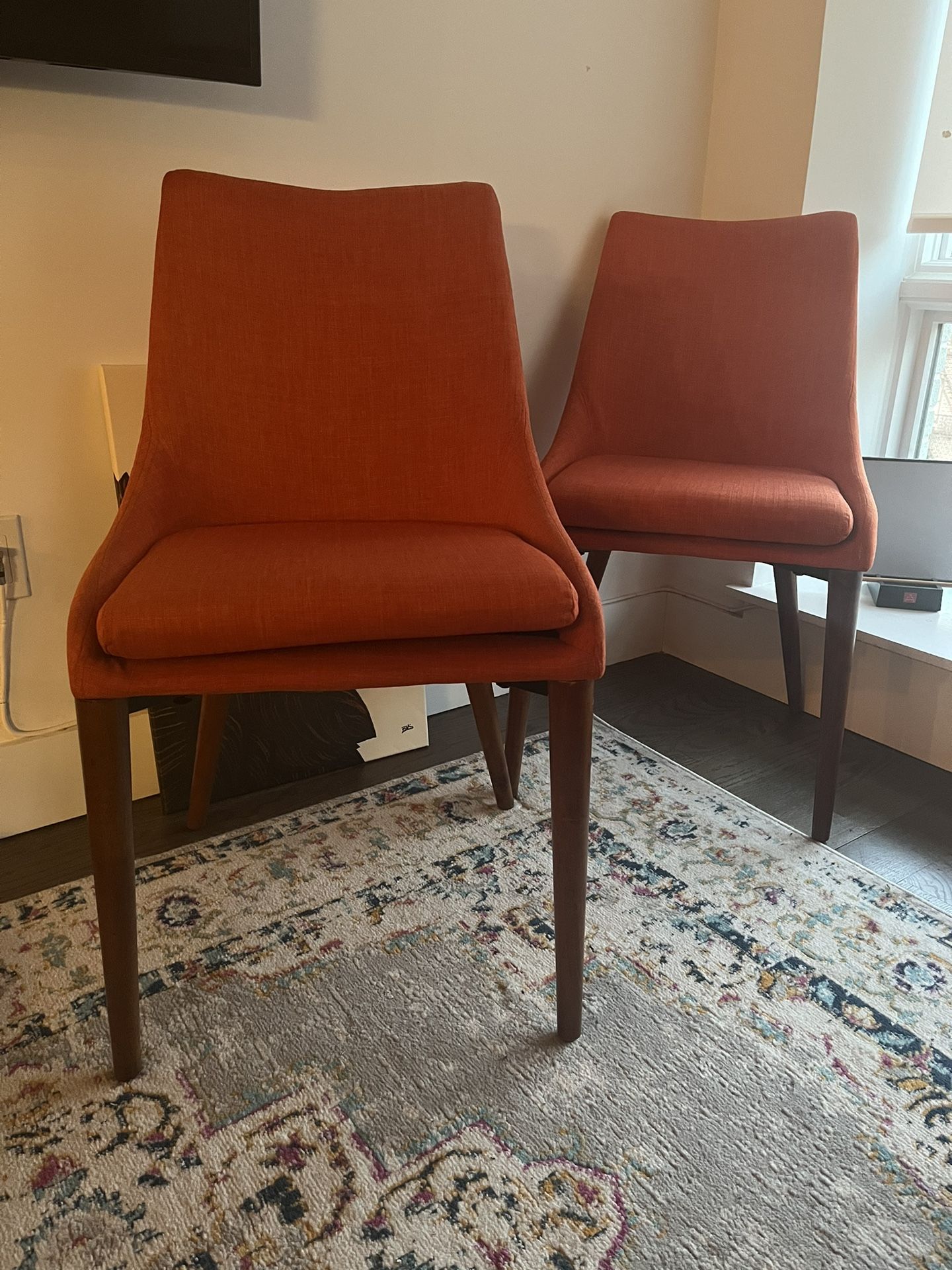 4 Palmer Mid-Century Modern Fabric Dining Chairs