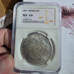 Coins Morgan 1891 ,Half Dollar 1925  ,Thomas Jefferson