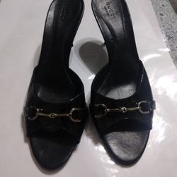 Gucci Black Patent Leather Horsebit Slide Sandals Size 41 Very Good Condition Used