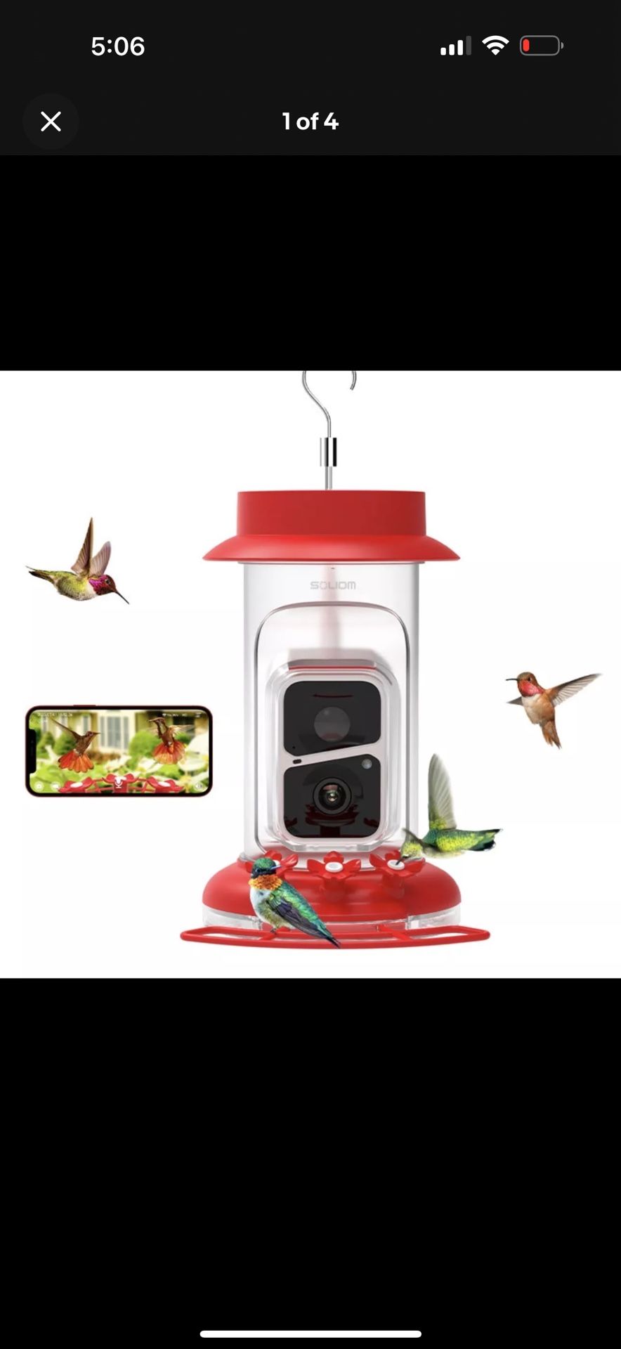 Birkis Smart Hummingbird Fe… to Capture HD Bird Video - Red