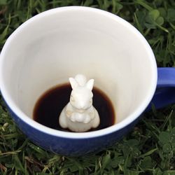 CREATURE CUPS Hidden Squirrel Cobalt Blue Coffee Cup Mug 