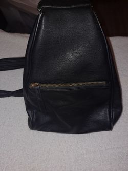 Black Pleather Mini Backpack