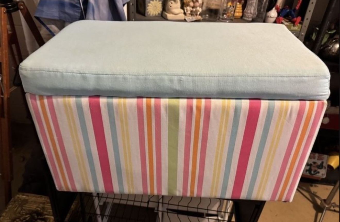 Nearly New Soft Fabric Bench With Storage Inside