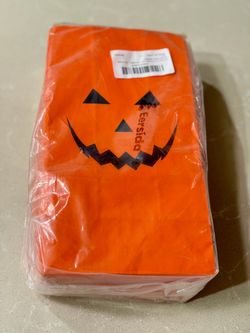 72 Pcs Halloween Pumpkin Jack O Lantern Paper Bags Party Favors | Trick or Treat Candy Bags, Orange with Smiling Faces Style, Party Supplies for Treat