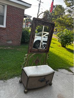 Joseph Adams Metal Hall Tree with Mirror and Storage Bench