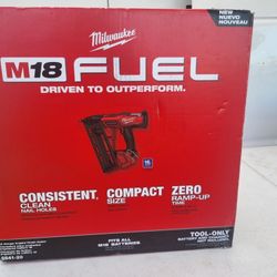 MILWAUKE M18 FUEL 18v LITHIUN-ION BRUSHLESS  CORDLESS  GEN 1 16 GAUGE  ANGLE FINISH NAILER  (TOOL ONLY)