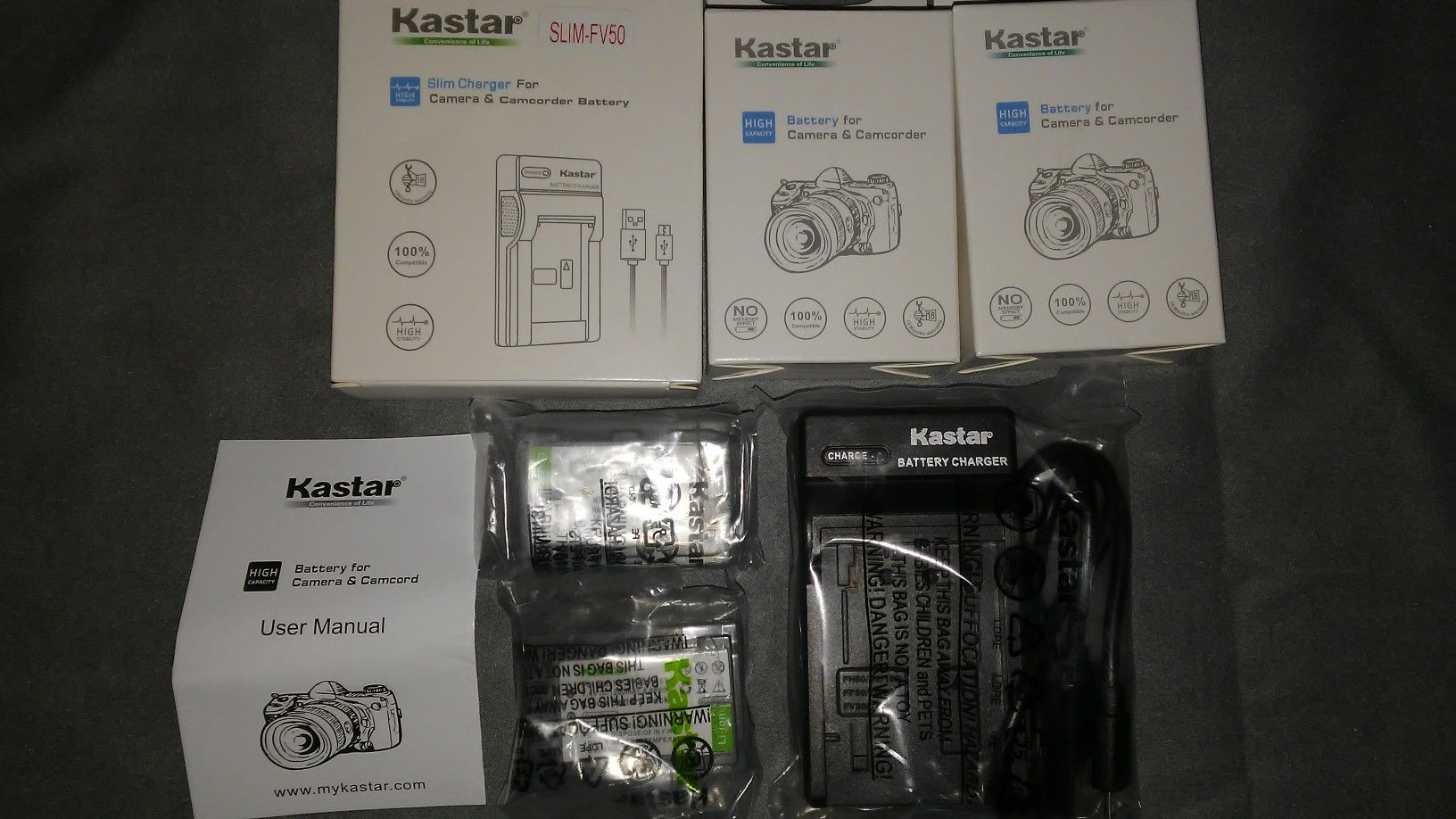 Kastar Battery (X2) & Slim USB Charger for Sony NP-FP50/FP51..(New)