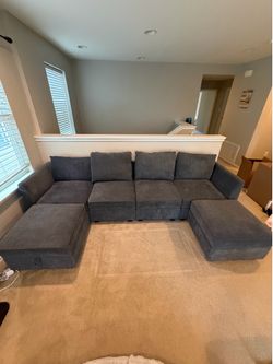 7-Piece Modular Sectional Couch - Grey, Storage Seats, U/L-Shape