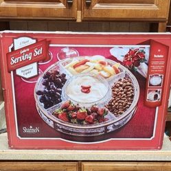 Shannon Crystal Galleria and Metal Serving Set