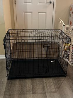 Large Black Wire Dog Crate with Tray