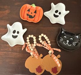 Halloween Ceramic Dish Set with Bead Garland