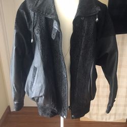 Black Leather Bomber Jacket Size Small