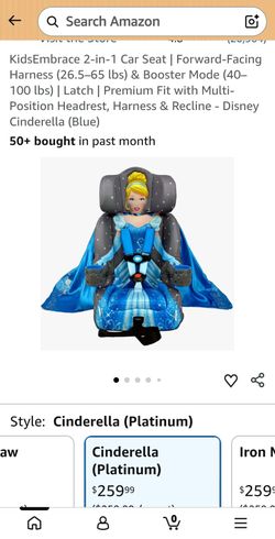 Disnep princess Cinderella 2 in 1 harness booster car seat