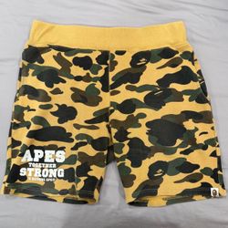 BAPE yellow camo shorts size L