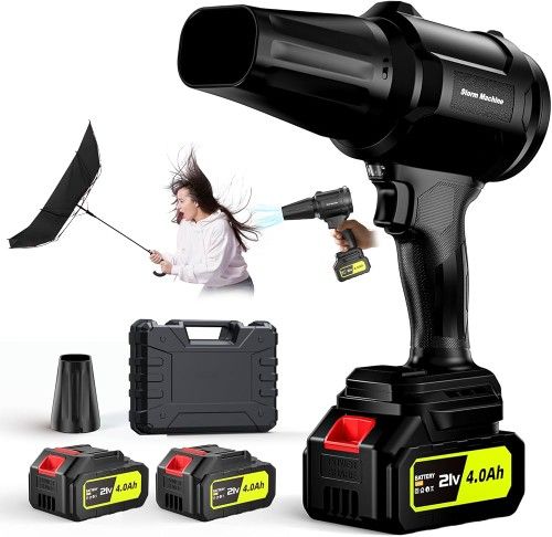 Cordless Leaf Blower, 400000RPM Handheld, 2* 4.0Ah Batteries + Charger, Lightweight for Patio Cleaning, Lawn Care, Leaves