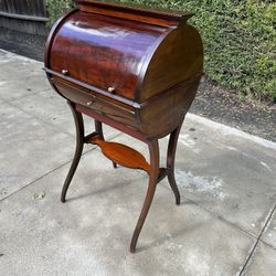 Unique Antique Wooden Barrel Shaped Secretary Desk