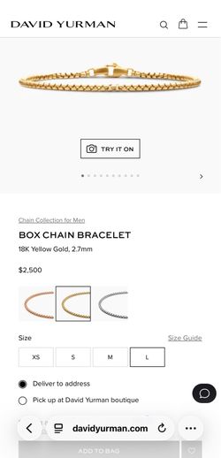 David Yurman Men's 18K Yellow Gold Chain Box Link Bracelet, 2.7mm  Selling as jewelry not gold. Will not respond to lowball offers. Not interest in se