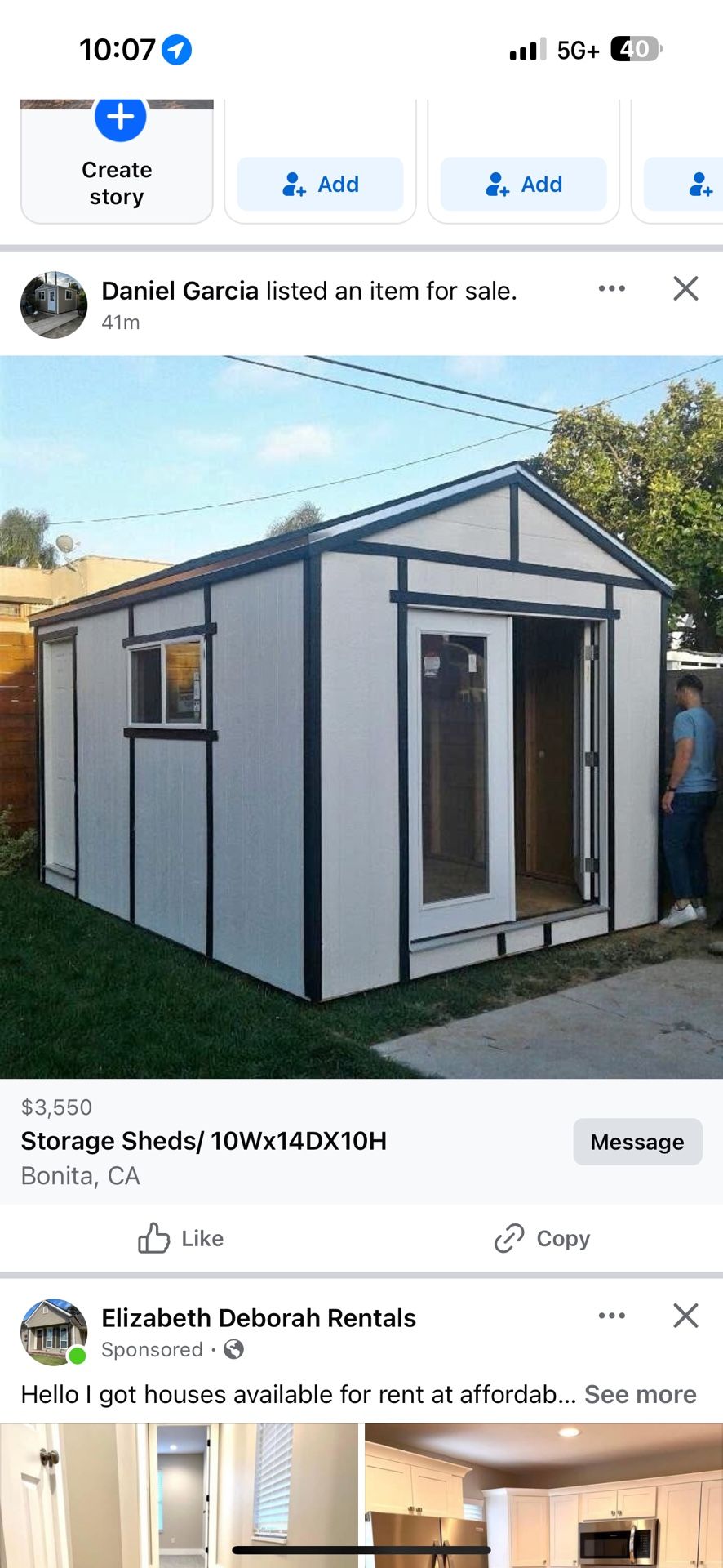 Storage Sheds/ 10Wx14DX10H