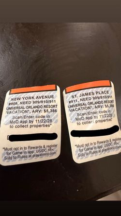 McDonald’s Monopoly 909,911