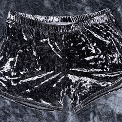 Crushed Velvet Black Shorts