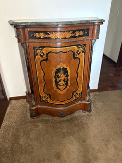Elegant French Louis XV Style Mar Bombe Cabinet - Marble Top