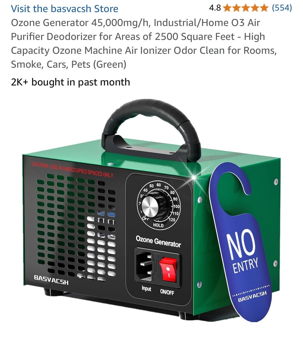 Ozone Generator 45,000mg/h, Industrial/Home O3 Air Purifier Deodorizer for Areas of 2500 Sq.Feet New