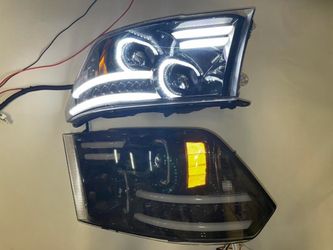 09-17 Dodge Ram Black Housing Clear Reflector Amber LED Blinker LED DRL Projector Headlights