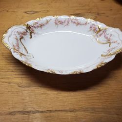 Antique Haviland China 11" Oval Vegetable Bowl, Pattern: Schleiger 145
