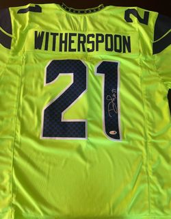 Devon Witherspoon Signed Seahawks Custom Jersey #21 Auto JSA Neon Green XL