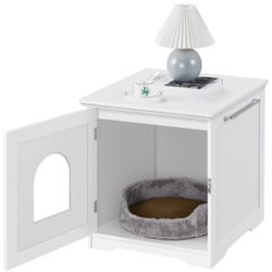 Yaheetech Enclosed Litter Box white 