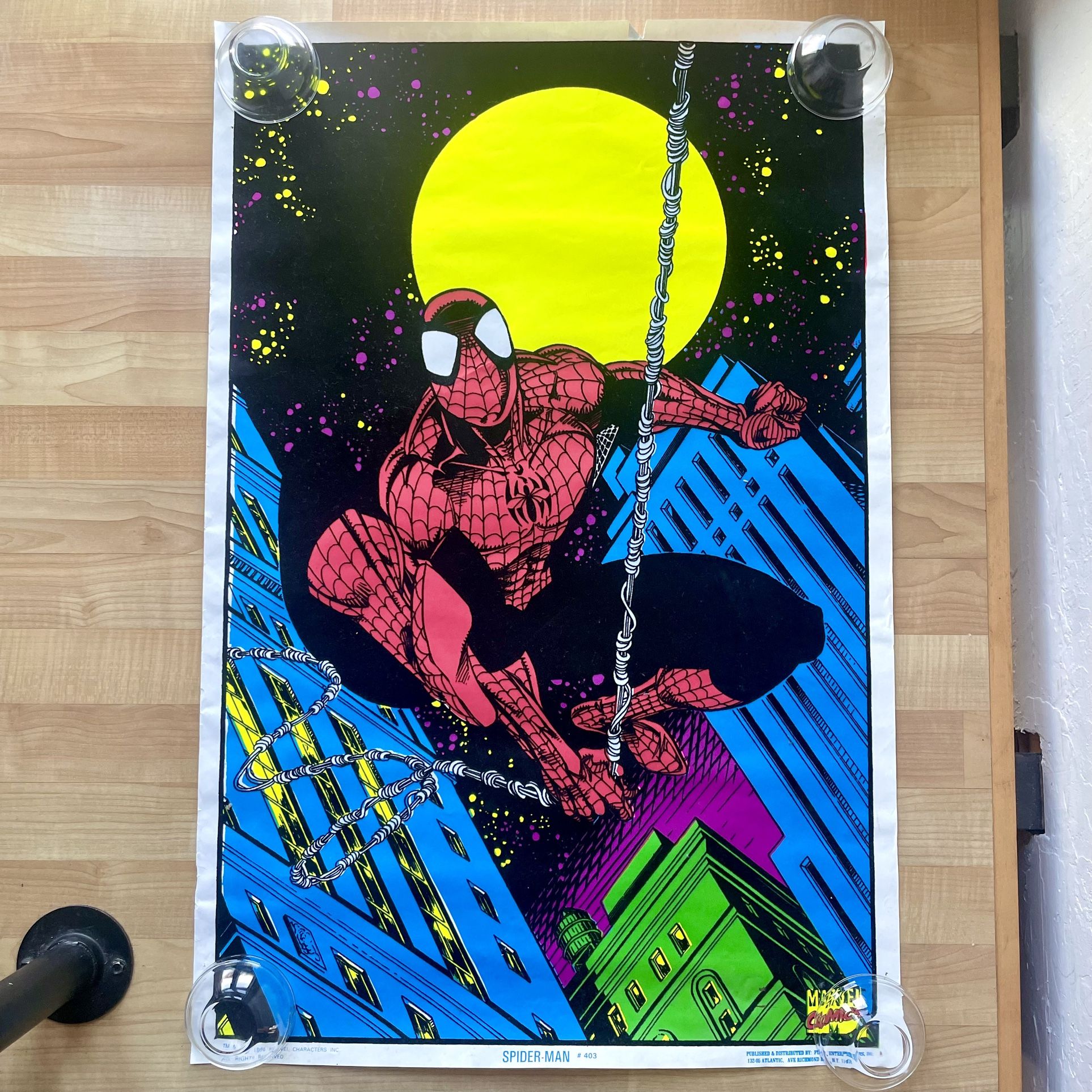 Vintage 1996 Marvel Characters Spider-man Velvet Felt Blacklight Poster #403