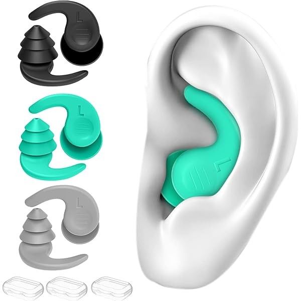 Swimming Ear Plugs for Adults,3 Pairs Waterproof Reusable Silicone Swim Earplugs for Swimming Surfing Snorkeling Showering and Water Pool,Beach,Ocean