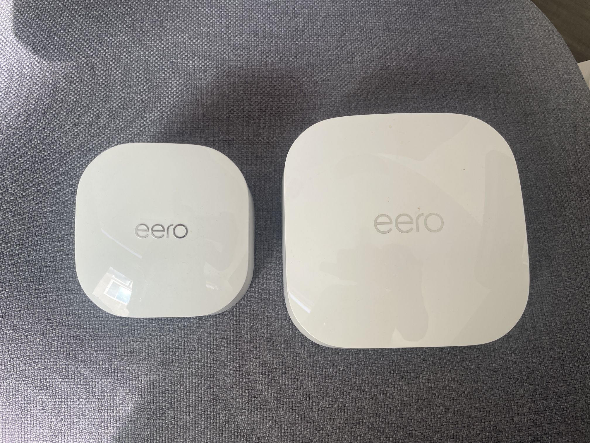 Amazon eero Pro 6E Mesh WiFi Router and eero 6 Mesh WiFi Extender.