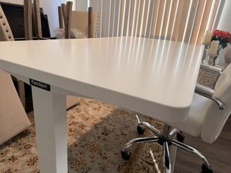 Adjustable Electric Standing Desk + White Office Chair