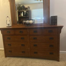 Mission Style Dresser w/ mirror and matching nightstand 