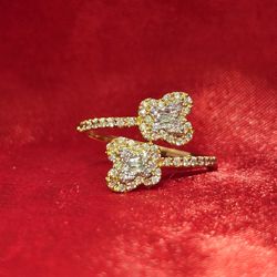 10k Yellow Gold Diamond  Clover Ring 0.35 ctw