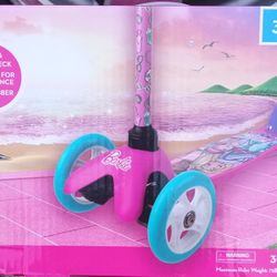 Brand New Barbie 3 Wheel Tilt And Turn Scooter 