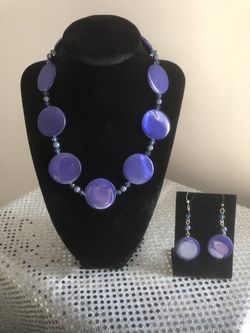 Purple Flat Bead Necklace.