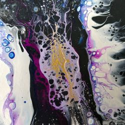 "Interstellar Change" 5 x 7 inch Pour Painted Canvas