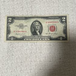 Two dollar bill red seal 1953