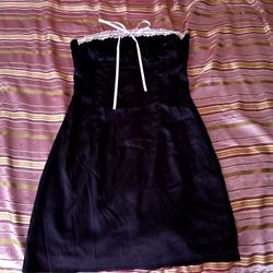 Y2K Satin Black and White Sleeveless Slip Dress