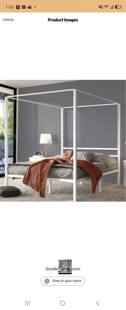 Queen Size White Canopy Bed Frame