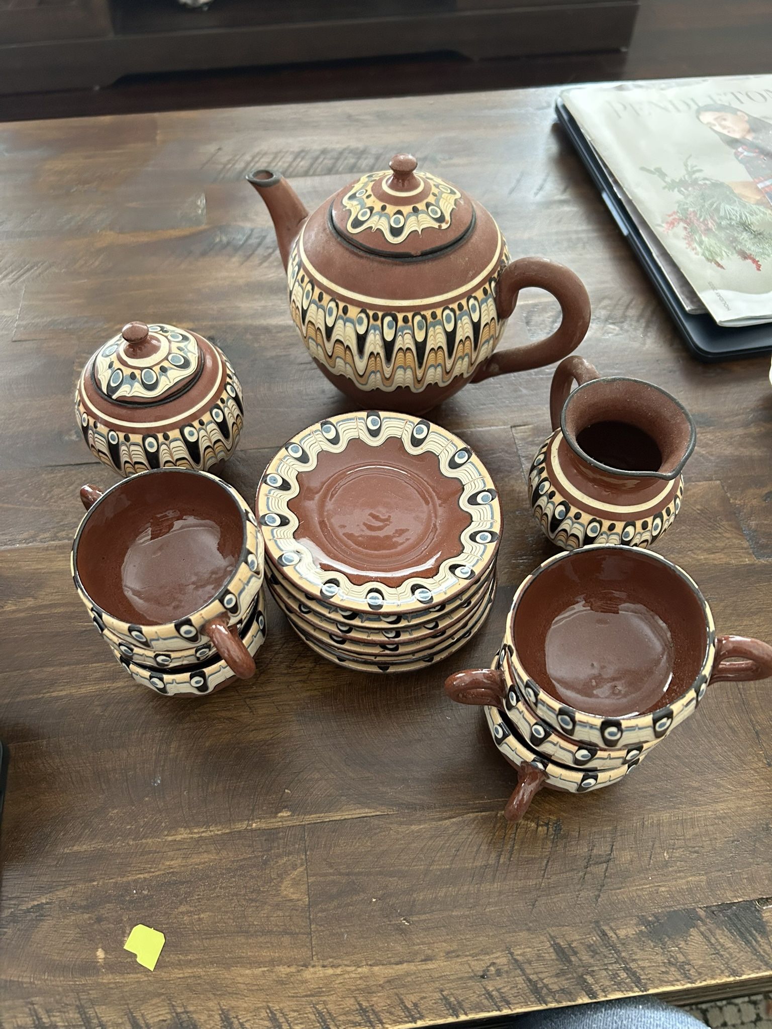 Vintage Bulgarian Trojan Pottery Tea Set