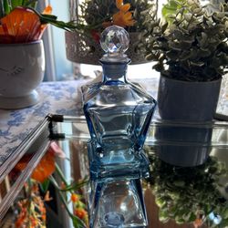 💙 Small (5”) Vintage Inspired Blue Glass Decorative Decanter Bottle