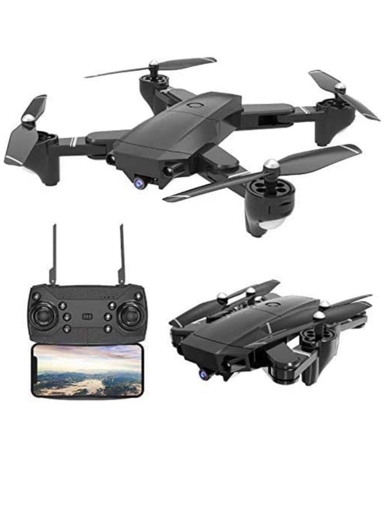 Drone with Camera 4K Foldable RC Quadcopters 1080P SX20 2.4GHz Remote/Phone/Tablet Controlled RTF Multirotors with 120° Wide-Angle Full HD Camera Vid